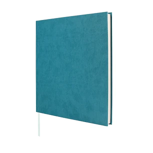 Finocam Event Libro de Visitas para Firmar - 80 Hojas - 250X250mm - Papel Marfil de 120g/m2 - Cubierta Sintetica de Imitacion Piel - Color Azul