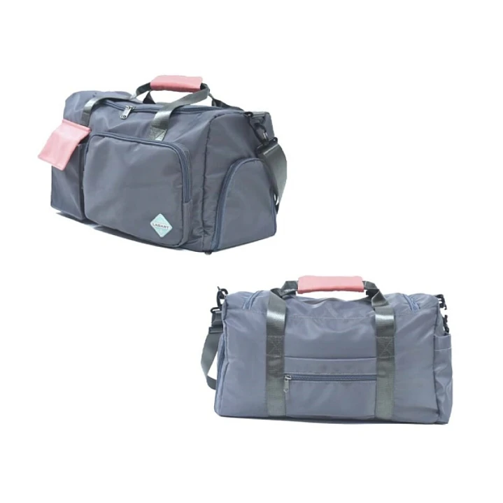 Lagart Bolsa Deportiva con Compartimento para Zapatillas - Asas de Mano con Refuerzo - Bandolera Ajustable - Medidas 44x20x26cm - Color Gris con Detal 1