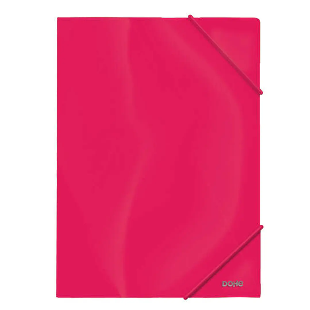 Dohe Carpeta de Gomas con Tres Solapas - 600 Micras - Fabricada en Polipropileno Opaco Cristal - Cierre de Gomas Redondas 1
