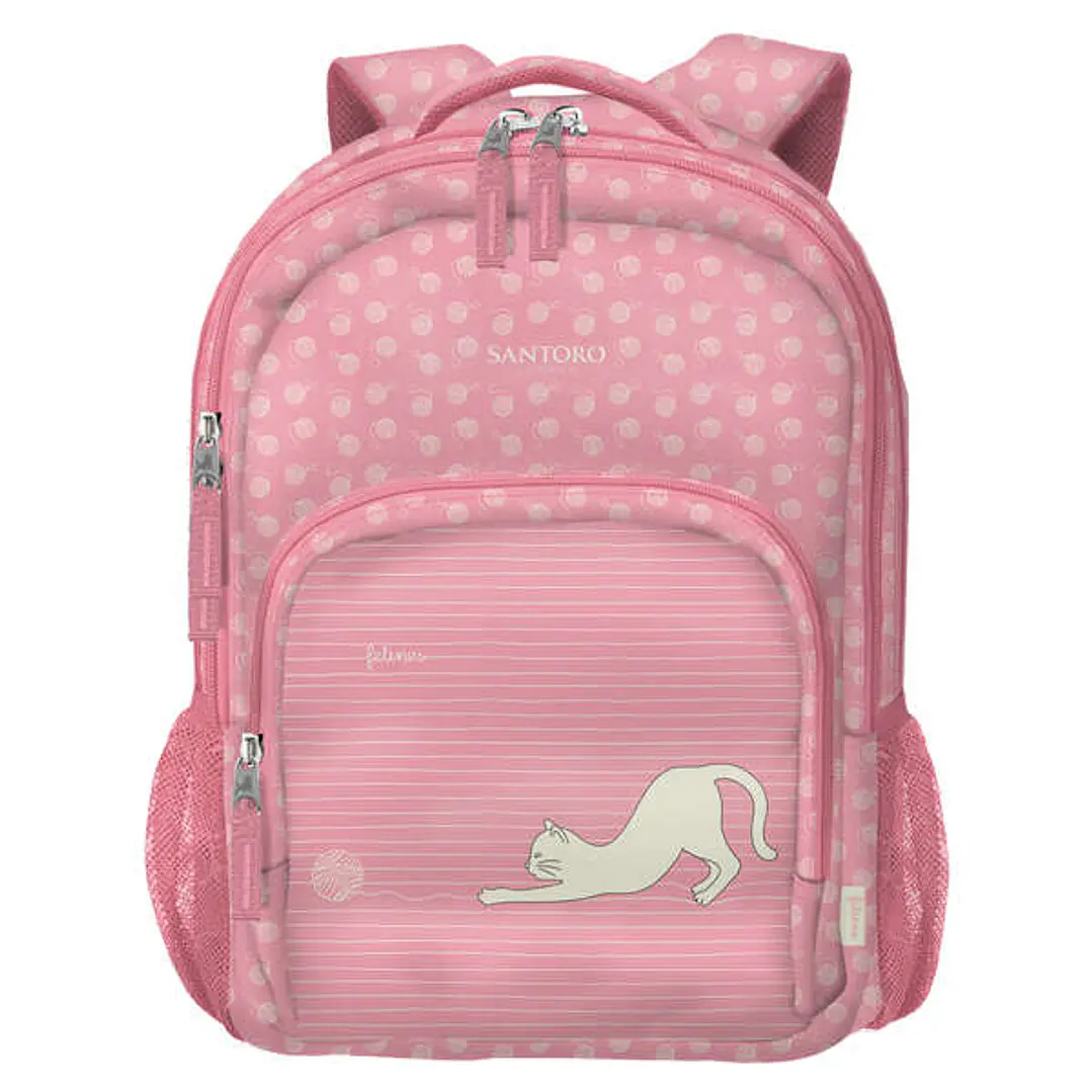 Dohe Santoro Felines Mochila Escolar Grande - 3 Compartimentos - Bolsillos Laterales - Tirantes Acolchados y Ajustables - Asa Superior 1