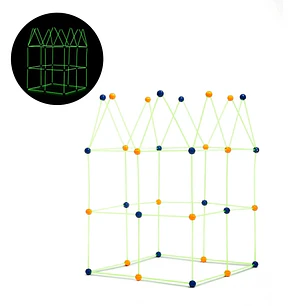 Innovagoods Archikitt Juego de Construccion de Fuertes - 85 Piezas - Fluorescente - Tela de 120x150cm - Bolsa de Transporte - Multicolor
