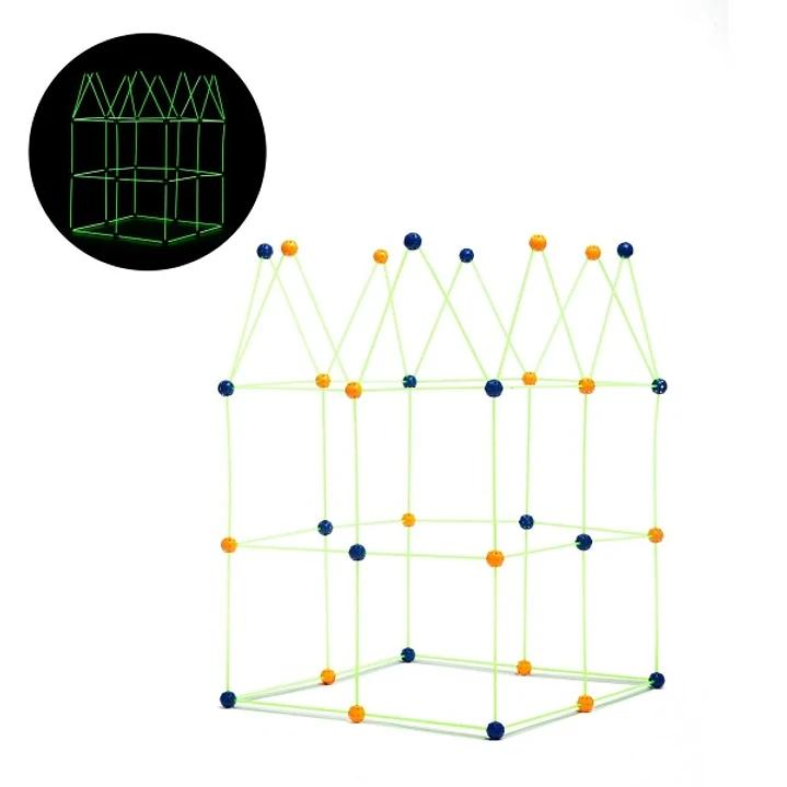 Innovagoods Archikitt Juego de Construccion de Fuertes - 85 Piezas - Fluorescente - Tela de 120x150cm - Bolsa de Transporte - Multicolor 1