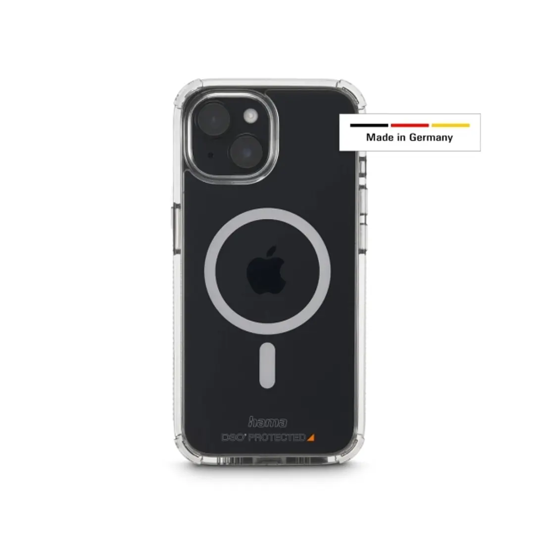 Hama Extreme Protect Funda para iPhone 15 - Antideslizante - Magnetico - Policarbonato - Proteccion D3O - Bordes Elevados - Color Transparente 1