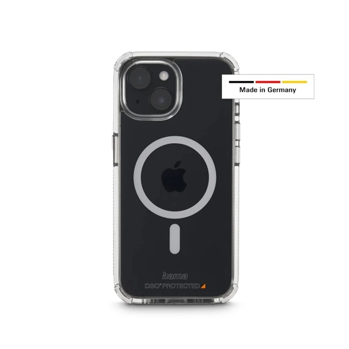Hama Extreme Protect Funda para iPhone 15 - Antideslizante - Magnetico - Policarbonato - Proteccion D3O - Bordes Elevados - Color Transparente 1