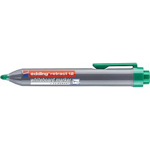 Edding Retract 12 Rotulador para Pizarra Blanca Retractil - Punta Redonda - Trazo entre 1.5 y 3mm - Recargable - Secado Rapido - Color Verde