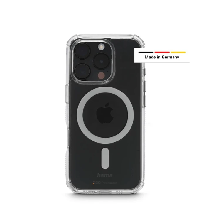 Hama Extreme Protect Funda para iPhone 16 Pro - Magnetico - Antideslizante - Policarbonato - Proteccion D3O - Bordes Elevados - Color Transparente 1