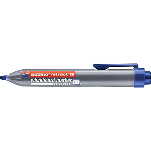 Edding Retract 12 Rotulador para Pizarra Blanca Retractil - Punta Redonda - Trazo entre 1.5 y 3mm - Recargable - Secado Rapido - Color Azul