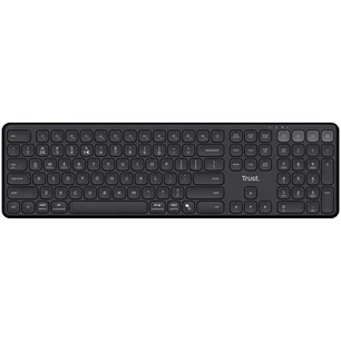 Trust Vaiya Teclado Multidispositivo Bluetooth - Conexion con hasta 4 Dispositivos - Teclas Perfil Bajo - Teclas Multimedia - Color Negro
