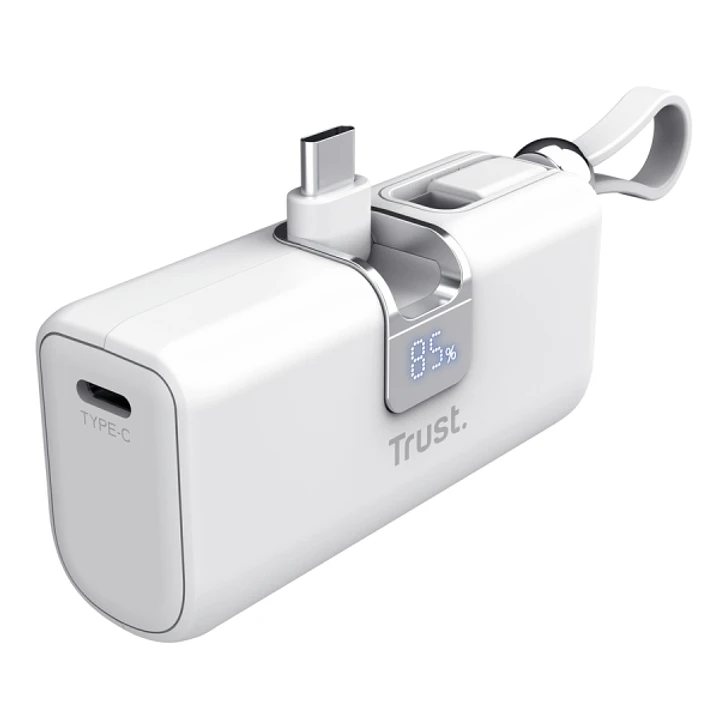 Trust Pacto Bateria Powerbank de 5000mAh - Potencia 20W - 3xUSB-C - Power Delivery - Deteccion Automatica - Plastico ABS - 25x39x77mm - Color Blanco 1