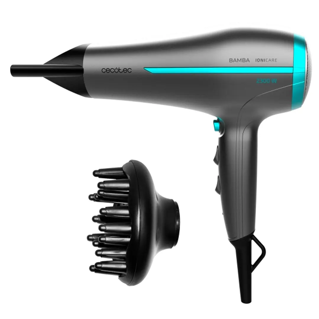 Cecotec IoniCare 5200 Aura Black Secador de Pelo - 2300W - Cable de 1.8m - Tecnologia con Iones - Boquilla de Precision - Difusor - 2 Velocidades - 3  1
