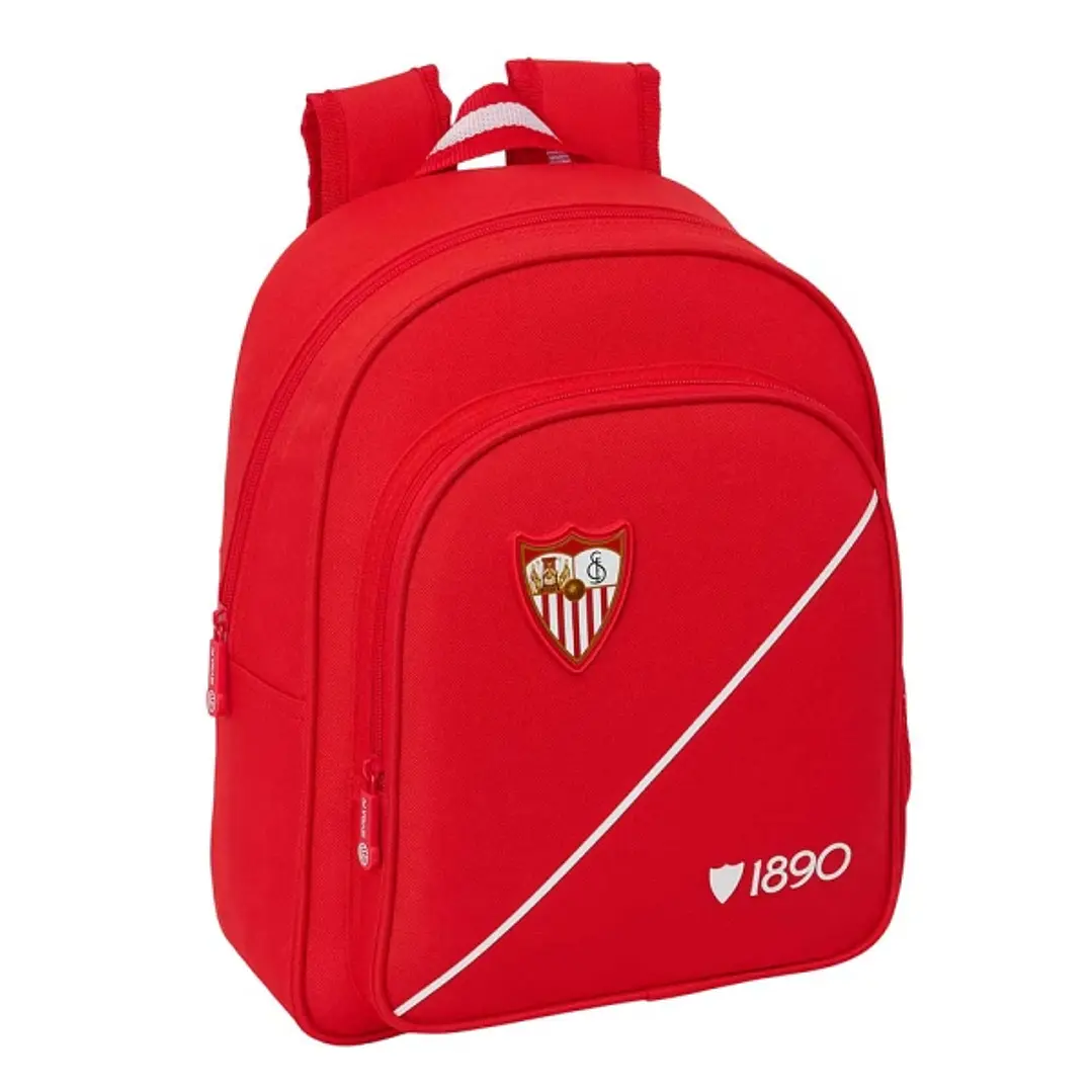 Safta Sevilla FC Mochila Infantil - Portabotellas - Bolsillo Frontal - Asa de Mano - Adaptable a Carro - Hombreras Acolchadas - 28x34x10cm - Color Roj 1