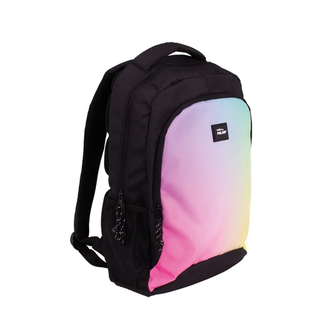 Milan Sunset Mochila Escolar 21L - Bolsillos Laterales de Malla - Compartimento Interior para Portatil - 2 Cremalleras - 45x30x12cm - Color Negro 1