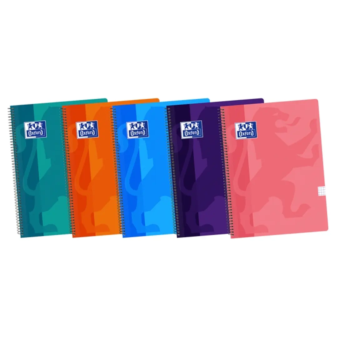 Oxford School Classic Cuaderno Espiral - Tapa de Plastico - Folio 4x4 con Margen - 80 Hojas - Colores Surtidos 1