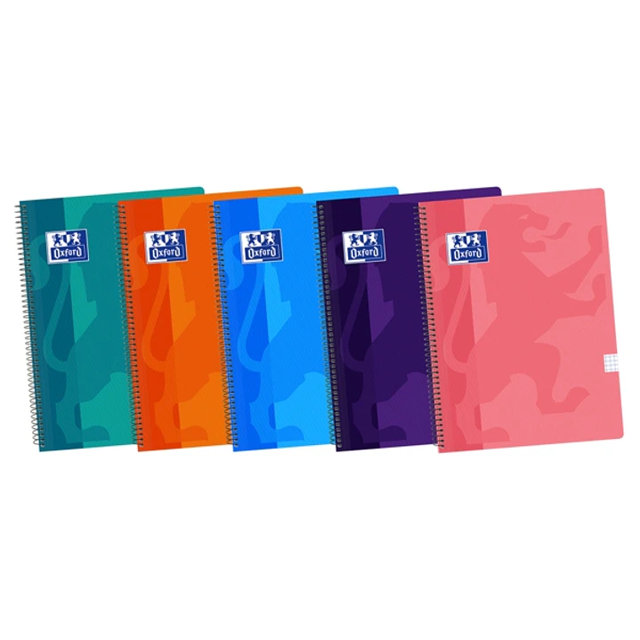 Oxford School Classic Cuaderno Espiral - Tapa de Plastico - Folio 4x4 con Margen - 80 Hojas - Colores Surtidos 1