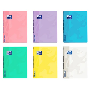 Oxford School Openflex Write&Erase A4 Libreta Grapada - Tapa de Plastico Resistente - 1 Linea con 2 Margenes - 48 Hojas de Colores Pastel - Ideal para