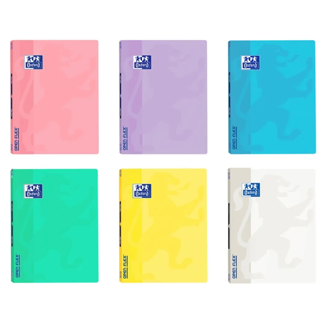 Oxford School Openflex Write&Erase A4 Libreta Grapada - Tapa de Plastico Resistente - 1 Linea con 2 Margenes - 48 Hojas de Colores Pastel - Ideal para 1