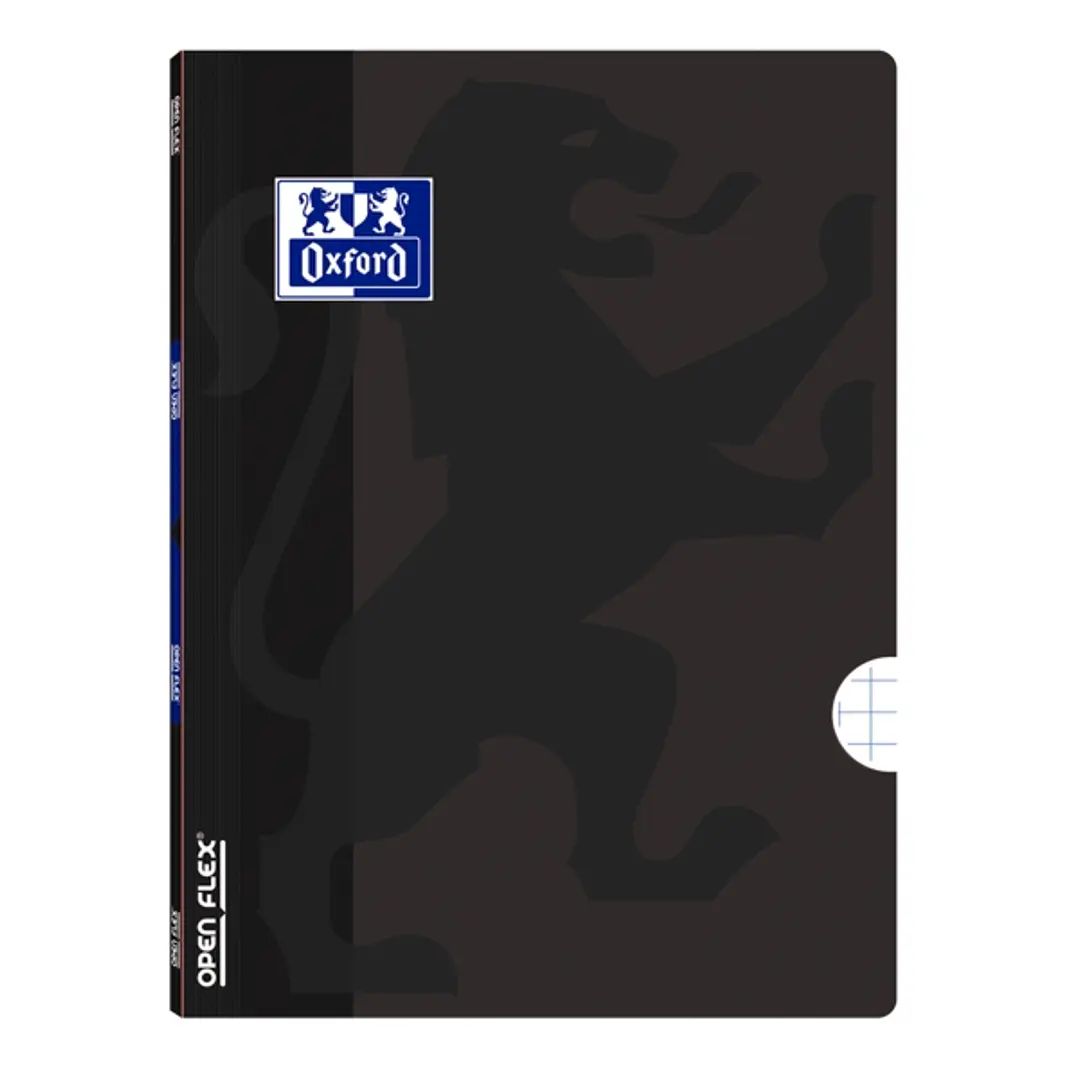 Oxford School Openflex A4 Libreta Grapada - Tapa de Plastico Resistente - Cuadricula 5x5 con 2 Margenes - 48 Hojas de Alta Calidad - Color Negro 1