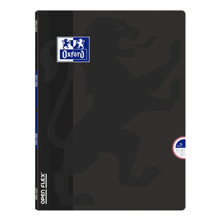 Oxford School Openflex A4 Libreta Grapada - Tapa de Plastico Resistente - 1 Linea con 2 Margenes - 48 Hojas de Alta Calidad - Color Negro 1