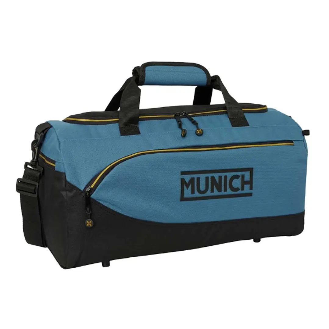 Safta Munich Bolsa de Deporte - Bandolera Ajustable - Bolsillos Laterales y Frontal - Fondo Semirigido Extraible - Cremallera con Doble Tirador - Taco 1