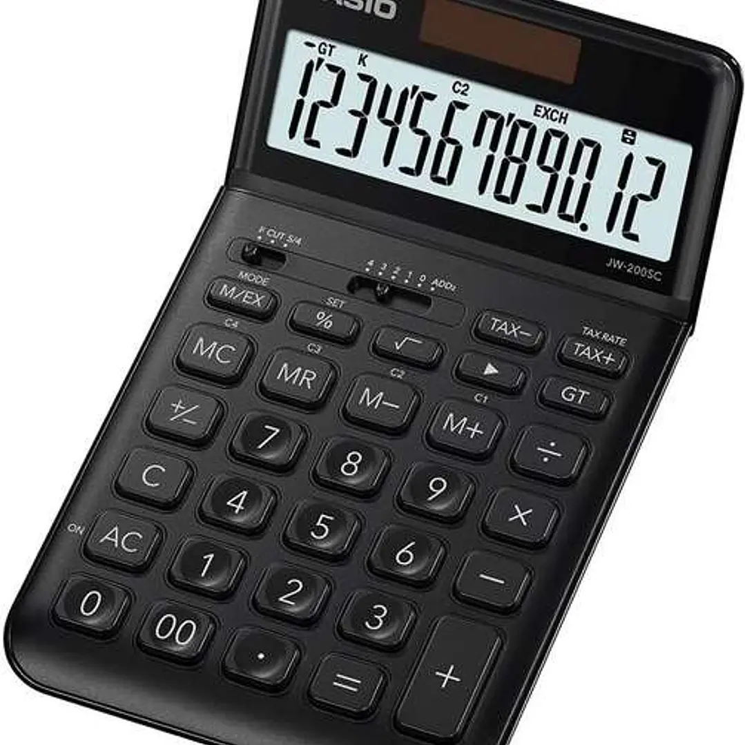 Casio JW-200SC Calculadora de Sobremesa 12 Digitos Inclinacion Ajustable - Simbolos de Comando de Funcion - Memoria Total General e Independiente - Al 1