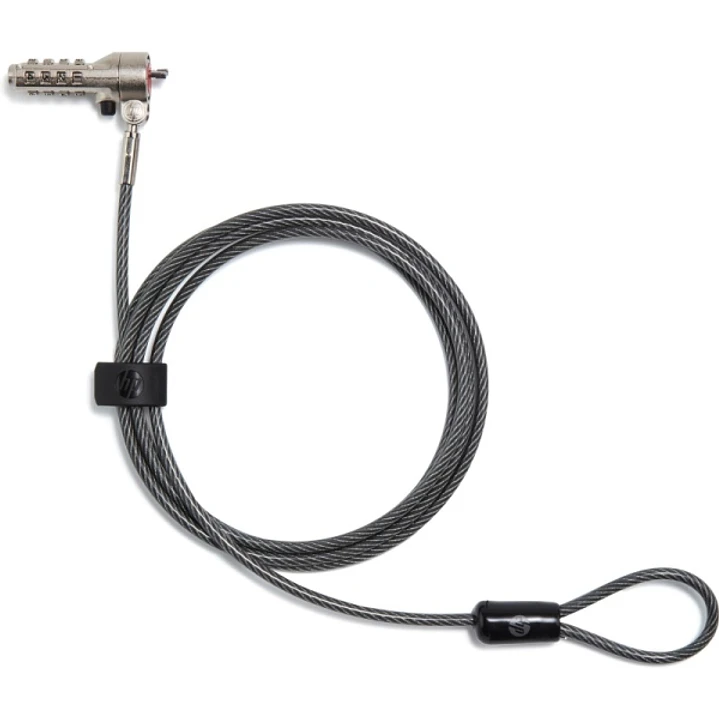 HP Nano Cable Antirrobo - Combinacion Programable de 4 Digitos - Cable de Acero Galvanizado 1.83m Revestido en Vinilo - Cabezal Giratorio 1