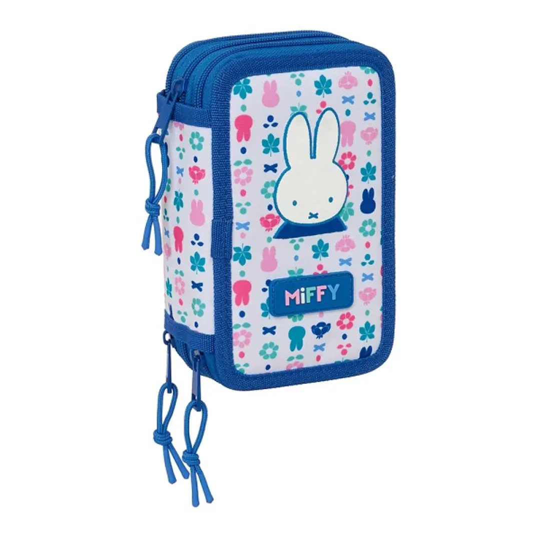Safta Miffy Bunny Plumier de 3 Pisos - 37 Piezas - Goma - Lapiz - 2 Boligrafos - Sacapuntas - 2 Reglas - 16 Colores - 14 Rotuladores - 12.5x19.5x5.5cm 1