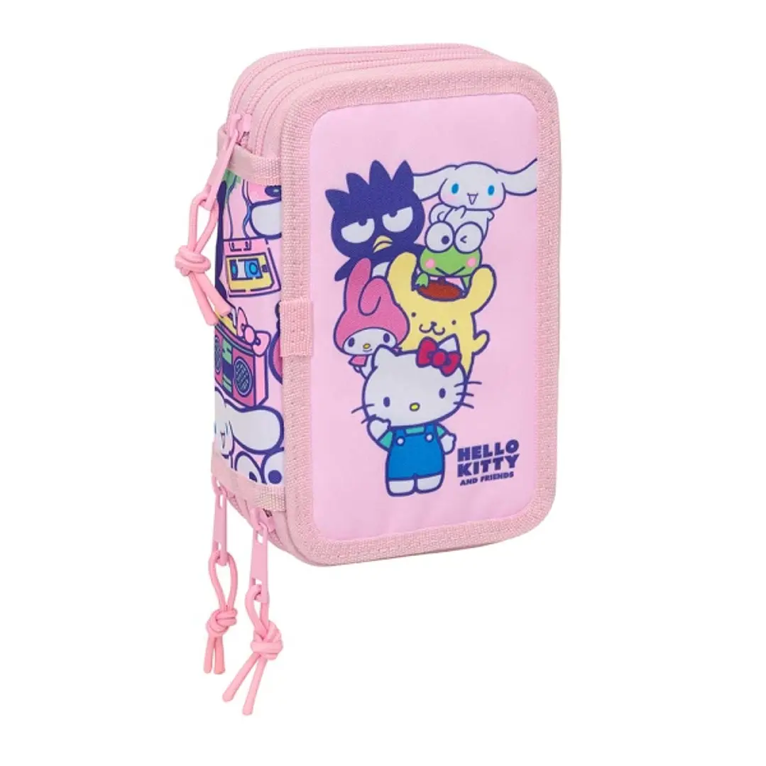Safta Hello Kitty and Friends Plumier de 3 Pisos - 37 Piezas - Goma - Lapiz - 2 Boligrafos - Sacapuntas - 2 Reglas - 16 Colores - 14 Rotuladores - 12. 1