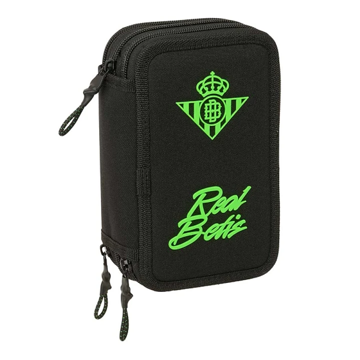 Safta Real Betis Balompie Plumier de 3 Pisos - 37 Piezas - Goma - Lapiz - 2 Boligrafos - Sacapuntas - 2 Reglas - 16 Colores - 14 Rotuladores - 12.5x19 1