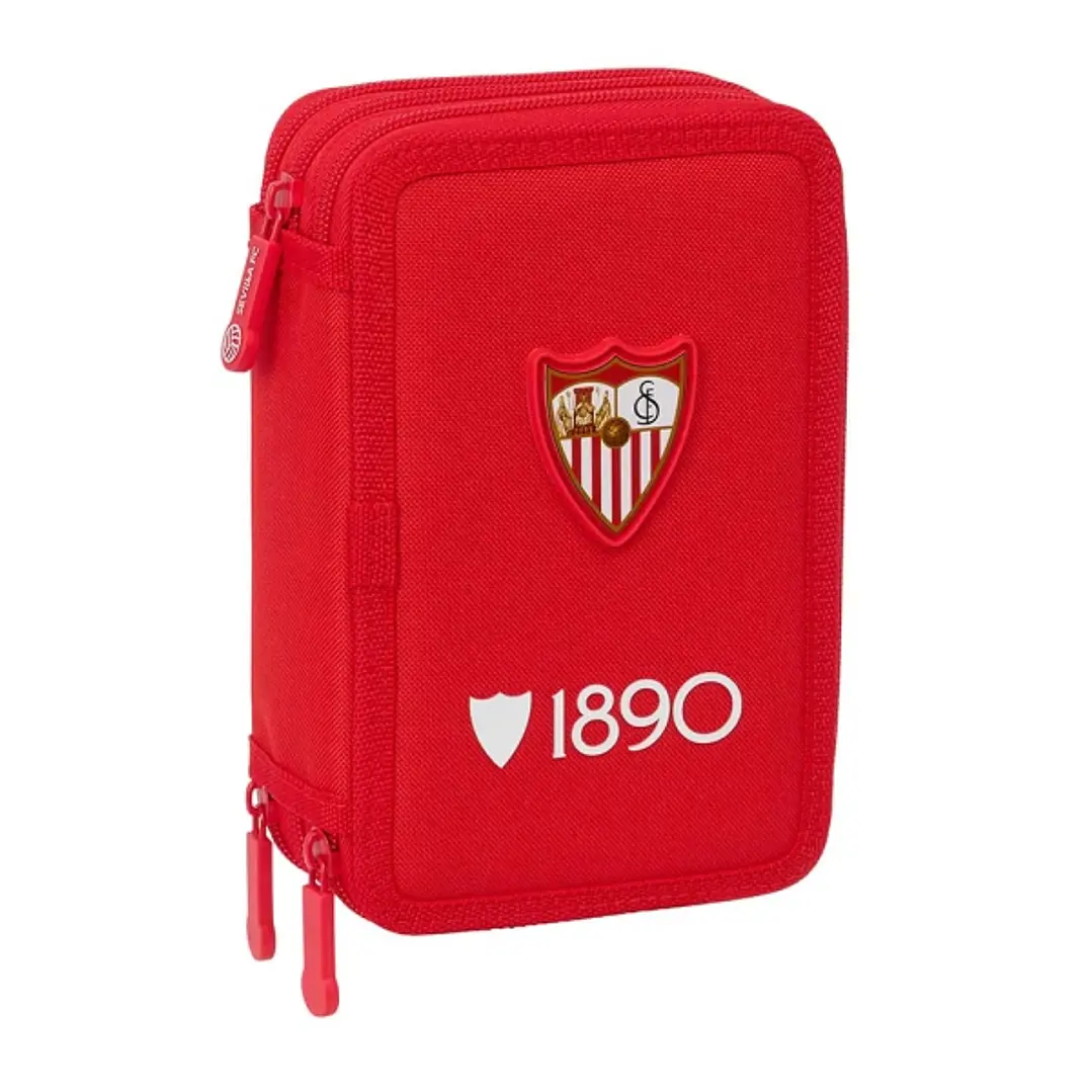Safta Sevilla FC Plumier de 3 Pisos - 37 Piezas - Goma - Lapiz - 2 Boligrafos - Sacapuntas - 2 Reglas - 16 Colores - 14 Rotuladores - 12.5x19.5x5.5cm  1