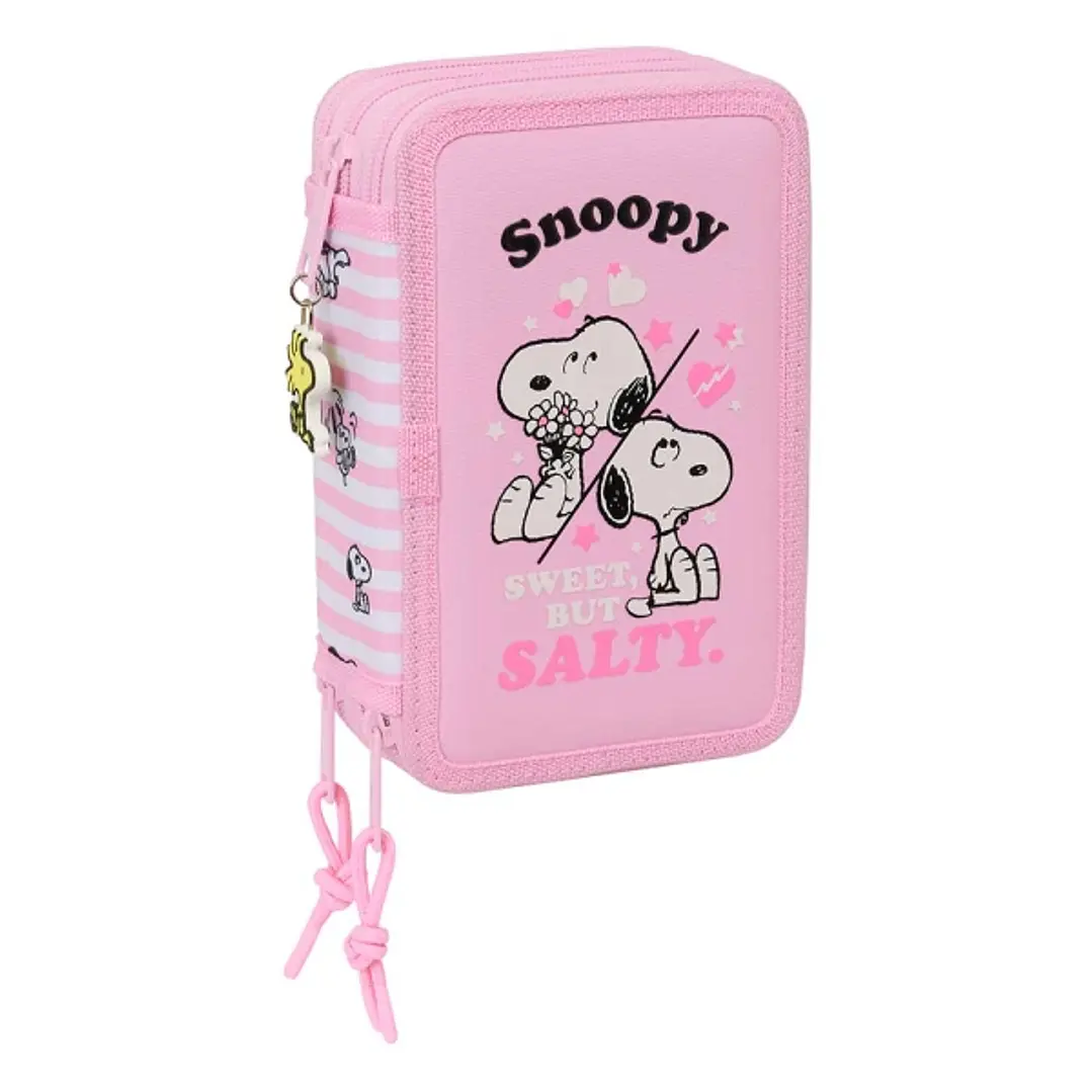 Safta Snoopy Plumier de 3 Pisos - 37 Piezas - Goma - Lapiz - 2 Boligrafos - Sacapuntas - 2 Reglas - 16 Colores - 14 Rotuladores - 12.5x19.5x5.5cm - Co 1
