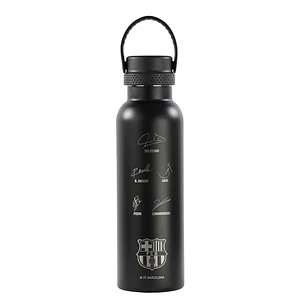 Safta F.C.Barcelona Botella Reutilizable 600mL - Doble Pared - Base de Silicona - Acero Inoxidable - Tapon a Rosca con Asa - 12H Caliente / 24H Frio -