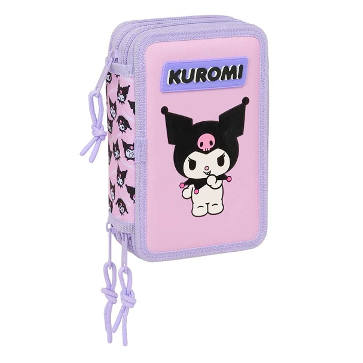Safta Kuromi Plumier de 3 Pisos - 37 Piezas - Goma - Lapiz - 2 Boligrafos - Sacapuntas - 2 Reglas - 16 Colores - 14 Rotuladores - 12.5x19.5x5.5cm - Co 1