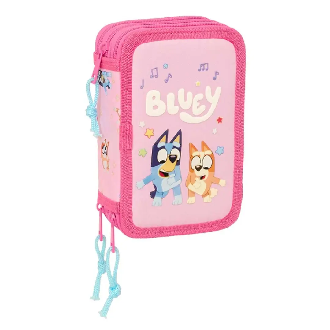 Safta Bluey Dance Plumier de 3 Pisos - 37 Piezas - Goma - Lapiz - 2 Boligrafos - Sacapuntas - 2 Reglas - 16 Colores - 14 Rotuladores - 12.5x19.5x5.5cm 1
