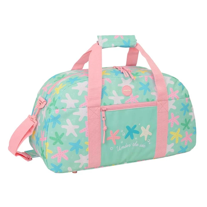 Safta Estrellas Bolsa de Deporte - Bandolera Ajustable - Bolsillo Frontal - Cremallera con Doble Tirador - Tacos en la Base - 50x26x20cm - Color Verde 1