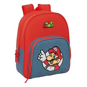 Safta Super Mario Mochila Infantil - Portabotellas - Bolsillo Frontal - Asa de Mano - Adaptable a Carro - Hombreras Acolchadas - 28x34x10cm - Color Ro