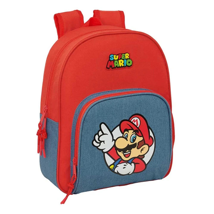 Safta Super Mario Mochila Infantil - Portabotellas - Bolsillo Frontal - Asa de Mano - Adaptable a Carro - Hombreras Acolchadas - 28x34x10cm - Color Ro 1