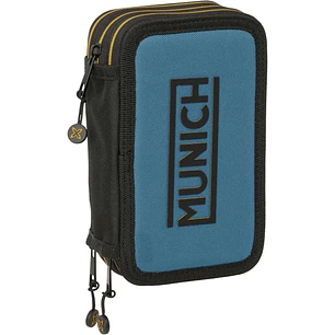 Safta Munich Plumier de 3 Pisos - 37 Piezas - Goma - Lapiz - 2 Boligrafos - Sacapuntas - 2 Reglas - 16 Colores - 14 Rotuladores - 12.5x19.5x5.5cm - Co