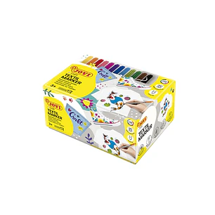 Jovi Textil Caja de 48 Rotuladores Textil- Tinta Base Agua - Punta Pincel - Resistente a Lavados - Secado Rapido - Color Surtido