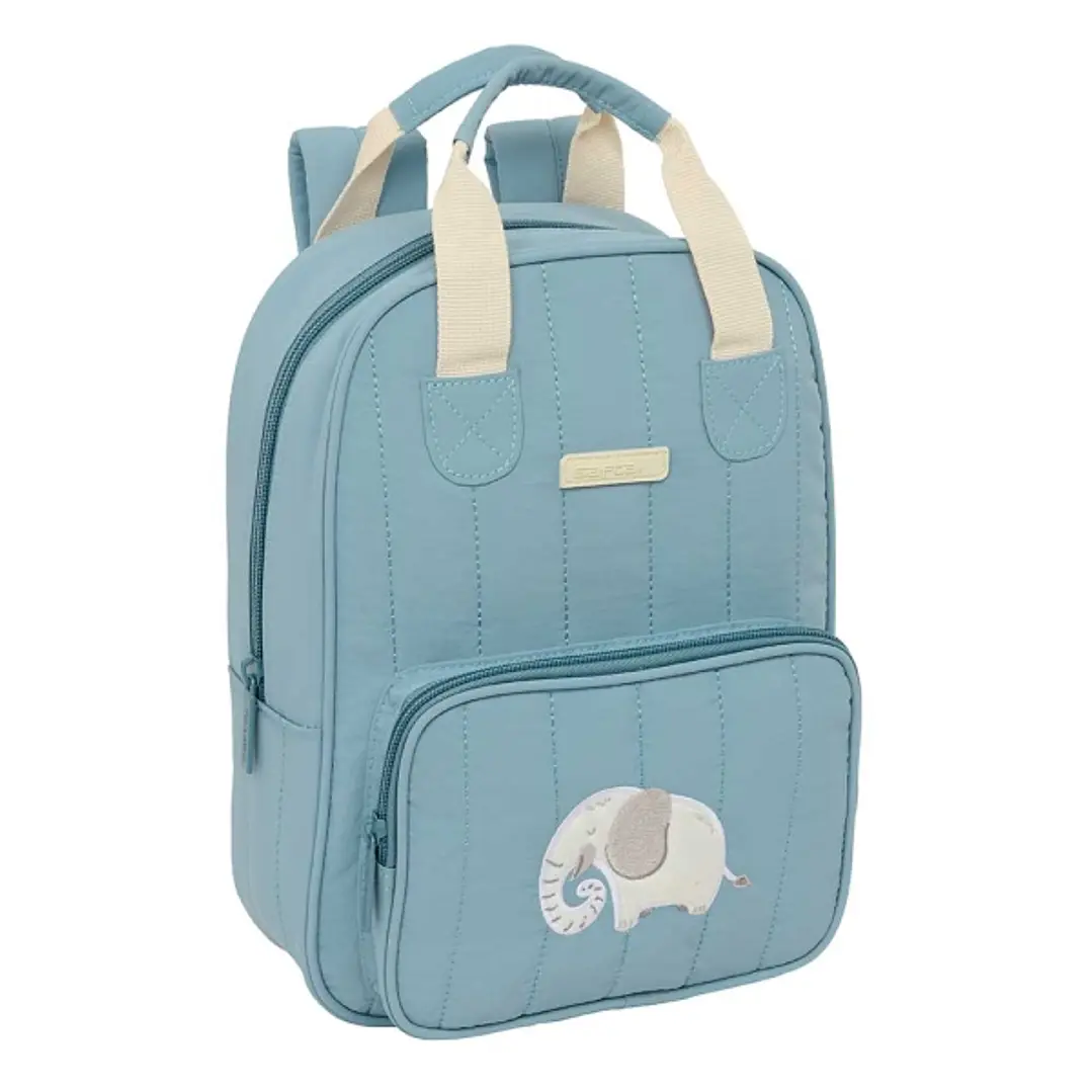 Safta Elefante Mochila Infantil - Bolsillo Frontal - Tarjeta ID - Hombreras Acolchadas - Asa Forrada - 4.5L - 200x80x280mm - Color Azul 1