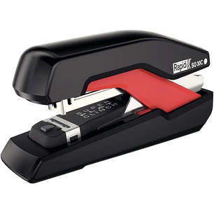 Rapid Supreme Omnipress SO30c Grapadora de Sobremesa Compacta - Hasta 30 Hojas - Grapado sin Esfuerzo - Color Negro/Rojo