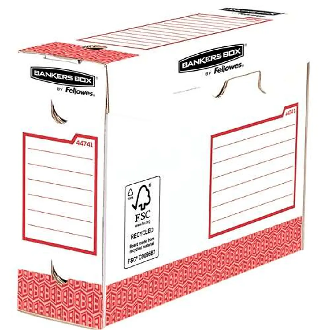 Fellowes Bankers Box Basic Pack de 20 Cajas de Archivo Definitivo A4+ 100mm - Extra Resistente - Montaje Manual - Carton Reciclado Certificacion FSC 1