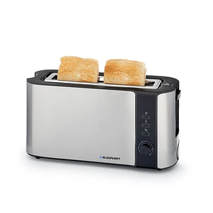 Blaupunkt Tostadora de Ranura Larga - 1000W - Rejilla Calientabollos - 6 Niveles de Tostado - Bandeja Recogemigas Extraible - Funcion Descongelar y Re