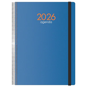 Dohe Syncro Agenda Anual - Dia Pagina - Cubierta de Plastico - Sabado y Domingo misma Pagina - Cierre con Goma Elastica - Tamaño 21x29cm - Color Azul
