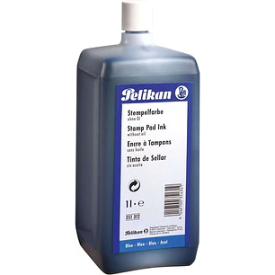 Pelikan Botella de Tinta para Tampones 1L - Sin Aceite - Secado Rapido - Resistente al Agua - Color Azul Intenso