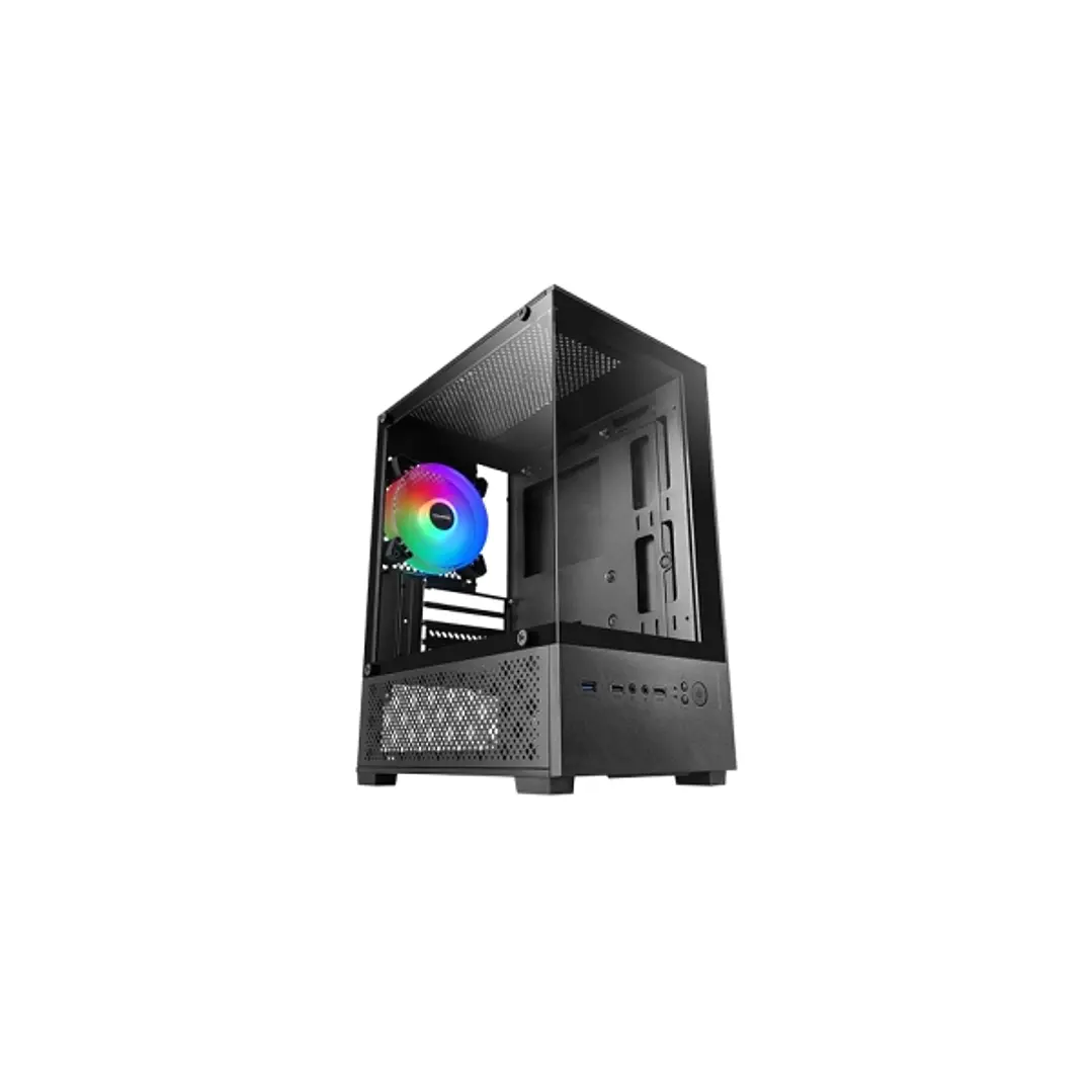 Mars Gaming MC-SE2 Caja Torre ATX - Ventilador de 120mm FRGB Integrado - Cristal Templado sin Marco - Doble Camara - 5 Ranuras de Expansion - 388x197x 1