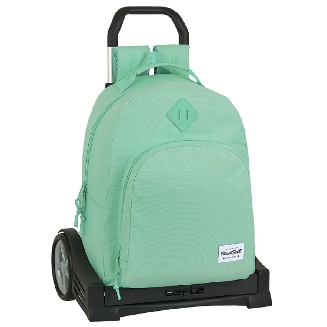 Safta Blackfit8 Mochila con Carro - Tirador Doble - Hombreras Ergonomicas - Mochila Extraible - Ruedas Antivibracion - 320x150x420mm - Color Turquesa 1