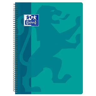 Oxford School Classic Cuaderno Espiral Tapa de Plastico Folio 4x4 - Resistente Tapa de Plastico - Cuadricula de 4x4 con Margen - 80 Hojas de Alta Cali