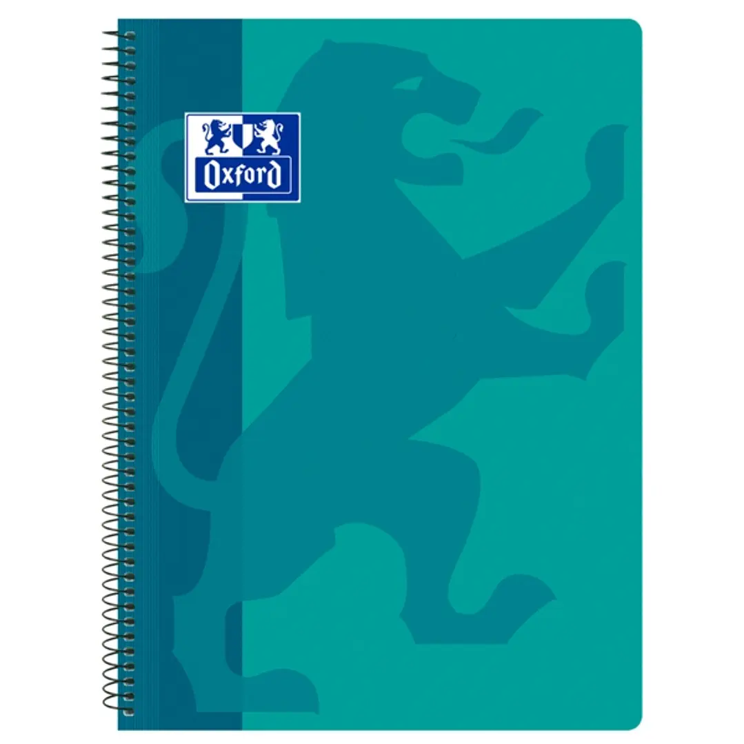 Oxford School Classic Cuaderno Espiral Tapa de Plastico Folio 4x4 - Resistente Tapa de Plastico - Cuadricula de 4x4 con Margen - 80 Hojas de Alta Cali 1
