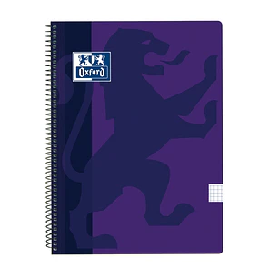 Oxford School Classic Cuaderno Espiral Tapa de Plastico Folio 4x4 - 80 Hojas - Tapa de Plastico Resistente - Cuadricula 4x4 con Margen - Color Lila