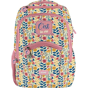 Dohe C`est la Vie Mochila Escolar - Compartimento Principal con Bolsillo Acolchado - Bolsillos Laterales para Bebidas - Espalda Acolchada - Doble Asa 